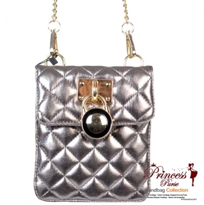 Designer Inspired Leatherette Hand Bag w/ Locket Accent.